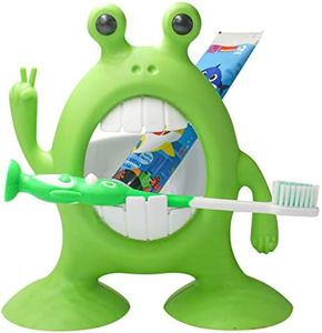 COCOBURI Kids Toothbrush Holder Little Monster Cartoon Green Toothbrush Holder Kids Silicone Toothbrush Holder Toothbrush Toothpaste Storage Rack Randomly Send 1 Child Toothbrush