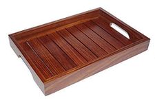 WOOD ART STORE Sheesham Wood Rectangle Shape Serving Tray for Tea, Coffee, Snacks (13x9x1.5) Inches for Home and Dining Table | Brown