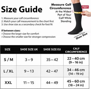 aZengear Compression Socks Black L/XL – Support for Men & Women