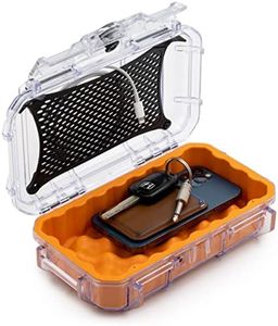 Evergreen 56 Clear Waterproof Dry Box Protective Case Colored Rubber Insert - Travel Safe/MilSpec/USA Made - Tackle Organization of Cameras, Phones, Camping, Fishing, Travel, Water Sports (Orange)