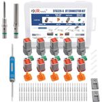 JRready ST6328-6 Deutsch DT Series Connector 5 Kit 6 Pin Way,14-20 AWG Waterproof Electrical Wire Connector,Connector Removal Tool DRK-RT1B with Deutsch 16 Solid Contacts (5 Kits,6 Pin)