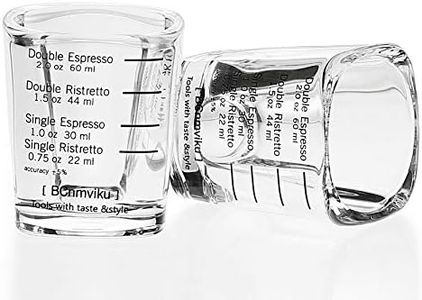 BCnmviku Espresso Shot Glasses Measuring Cup Liquid Heavy Glass for Baristas 2oz for Single Shot of Ristrettos (2 Pack)