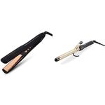 IKONIC GLEAM HAIR STRAIGHTENER WITH SUPER SLIM 1 INCH ROSE GOLD PLATES FOR LONGER, THICKER HAIR & IKONIC CURLING TONG- 22MM (BLACK & GOLDEN)