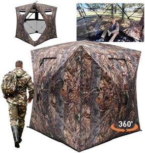 FUNHORUN Hunting Blind with Floor Mat, 360 Degree See Through Ground Blind with Carrying Bag, 3/4 Person Pop Up Camouflage Tent Portable Rhombus Door Concealed Shelter