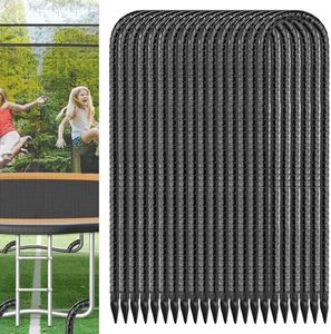 U Shaped Rebar Stakes 16 Inch Black,Galvanized Rebarstakes 20 Pack Ground Rebar Stakes,Tent Stakes Heavy Duty Ground Anchors for Position Stakes Kits,Fences Stake,and Trampolines Stake