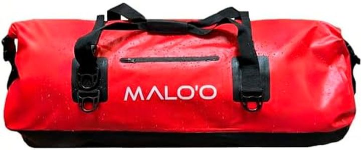 Malo’o Waterproof Dry Duffel, Heavy-Duty Roll Top Waterproof Gear Bag with Shoulder Strap & Molle Loops, Marine Duffel for Kayaking, Boating, Camping, Beach & Travel, Red, 100L