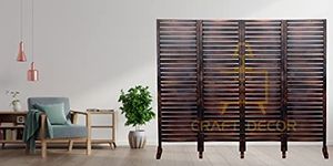 CRAFT DECOR Wooden partition for Living Room | Wood Screen for Pooja Room | Hall Partition | Separator for Living Room | Modern Decorative Wall Divider | Folding Door Screen Kitchen | Foldable Panel