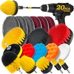 Holikme 22Piece Drill Brush Attachments Set, Scrub Pads & Sponge,Buffing Pads, Power Scrubber Brush with Extend Long Attachment, Car Polishing Pad Kit