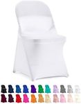 Peomeise 12pcs Stretch Spandex Folding Chair Cover for Wedding Party Dining Banquet Event (12, White)