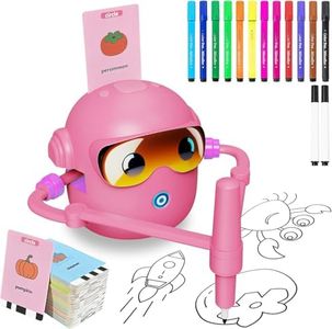 PTEROMYS Drawing Robot for Kids, Interactive Educational Drawing Robot for Kids, Magic Painting Robot Toy with 100 Word Cards & 16 Color Pens for Girls and Boys Age (Pink)