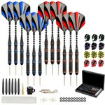 Formula Sports Darts Set, 6 Pcs 21g and 6 Pcs 23g Darts Metal Tip Set with 18 Aluminium Shafts, 21 Flights, 20 O-Rings, Dart Sharpener, Flight Protector, Gift Dart Box, Steel Tip Darts