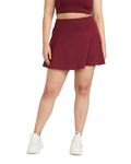 HUNNIT Skorts for Women | Tennis Skirt for Women Sports | Flared Skort with Side Pockets| High Waist Skort for Workout, Running, Cycling | 4 Way Stretchable Spandex Skort-Rosewood Red