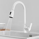 Kitchen Taps with Pull Out Spray, Kitchen Sink Tap White Swivel Telescopic Multifunction Sink Faucet-B