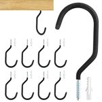 MAQIHAN 10 Garage Hooks Heavy Duty - J Utility Garage Wall Mount Storage Hooks Ceiling Ladder Hook Large Hooks Hanging Yard Tools Garden Hose Bicycle Screw Hooks Dirt Bike Rack Shop Hanger Storage