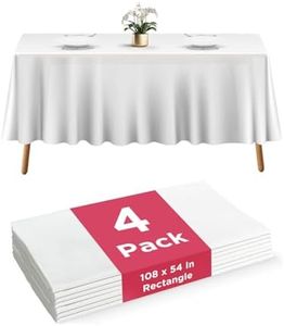 4 White Plastic Tablecloth - 108 X 54 Plastic Table Cloth | Disposable Tablecloths | White Tablecloths | Plastic Table Cover | Tablecloths for BBQ, Party, Fine Dining, Wedding, Outdoor