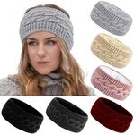 TOBATOBA 6 Pack Winter Headbands for Women Fuzzy Fleece Lined Ear Warmers Headband Thick Knit Ear Muffs for Winter Accessories Ear Covers Cold Weather Christmas Gift Stocking Stuffers for Women