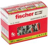 fischer 555106 DUOPOWER Wall Plugs With Screws, Red/Gray, 6x30-50 Pieces