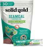 Solid Gold Lickable Cat Treats - Salmon SeaMeal Squeeze Squeezable Cat Treats for Indoor Cats 30 Pack - Made with Fiber-Rich Seaweed for Digestive Health for Immune Support - 3 oz / 30 Count