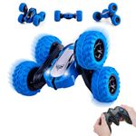 Highttoy Remote Control Car for Boys,2.4GHz 4WD RC Stunt Car Toy for 5-12 Years Old Boys Birthday Gifts Electric Toy Car 360° Spins & Flips Double-Sided Stunt Remote Control RC Toys for Boys Blue