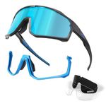 KAPVOE Polarized Cycling Glasses Men Women Mountain Bike Sunglasses MTB Glasses TR90 Sport Glasses Biking Sunglasses Bicycle Riding Goggles Road Cycling Sunglasses Running Golf Cycle Glasses Blue