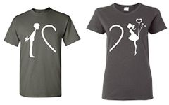 Shop4Ever Complete My Heart His & Hers Couples Matching T-Shirts - Grey - men small-women large