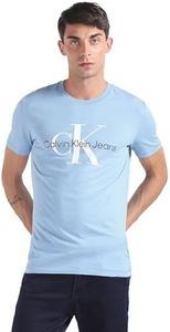 Calvin Klein Jeans T-Shirt Manches Courtes Homme Col Ras-du-Cou, Bleu (Dusk Blue), L