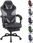 Play haha.Gaming chair Office chair Swivel chair Computer chair Work chair Desk chair Ergonomic Chair Racing chair Leather chair Video game chairs (Grey,With footrest)