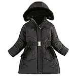 Winter Coat for Girls Winter Fleece Lined Coat Water Resistant Long Parka Warm Hooded Puffer Jacket Thicken Ski Jacket with Fur Trim Hood Gift for Kids