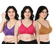 FUNAHME Women Cotton Minimizer Full Coverage Bra For Heavy Bust Seamless Non Padded Purple