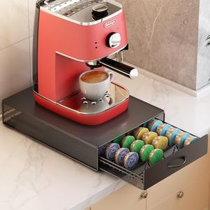 Vertuoline Support à dosettes de café à roulettes pour 40 dosettes de café Nespresso Compact sous la cafetière Vertuo Rangement pour bureau ou maison