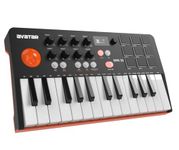 HXW Wireless MIDI Keyboard Controller, With 25 Responsive Keys, 9 Beat Pads, OLED Display, 8 Knobs, BT5.0, USB Cable, Beginner Music Production Software Included