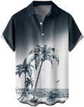 WRITKC Tropical Shirts Button Down Holiday Casual Hawaiian Short Sleeve Men Loose Beach Shirts, Ink Black Tree -15, XX-Large