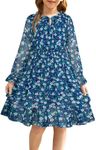 GRACE KARIN Juinor Girls Fall Dresses Party Formal Holiday Hawaiian Long Sleeve Dress Size 10 Royal Blue