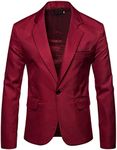 Maiyifu-GJ Men's Lightweight 1 Button Sport Coat Casual Solid Slim Fit Suit Jacket Notch Lapel Business Party Blazer (Red,X-Large)