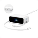 Anker Nano Charging Station, 7-in-1 USB-C Power Strip for iPhone 16/17, 2.3 ft Anker InstaCord Retractable Cable, 3 USB-C, 1 USB-A, 3 AC, 100W Fast Charging Desktop Accessory for MacBook, Home, Office