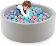 BABY JOY Foam Ball Pit for Kids, Soft Round Ball Pool Playpen Fence with 200 Ocean Balls & Storage Bag, 90cm x 30cm Children Activity Center Play Area Babyroom Decoration, Colorful Balls