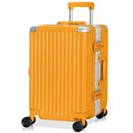 Carry On Luggage AnyZip Aluminium Frame Suitcase PC ABS Hard Shell TSA Lock No Zipper 20In Orange