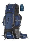 TRAWOC PEAKPRO 75 Liter Travel Backpack for Hiking Trekking Bag Camping Rucksack with Laptop Compartment/Rain Cover/Shoe Compartment BHK002, 3 Year Warranty, Blue