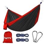 Single Double Camping Hammock 660lbs Portable Nylon Hammock with 2 Tree Straps and 2 Metal Hooks, Lightweight Hammock for Backpacking, Camping, Travel, Beach, Garden and Courtyard