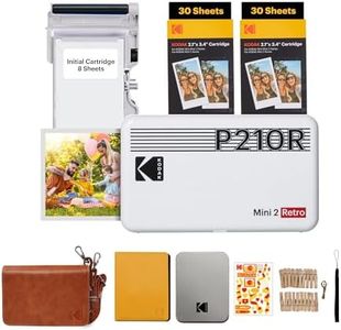 KODAK Mini 2 Retro 4PASS Portable Photo Printer (2.1x3.4 inches) Initial 8 Sheets + 60 Sheets + Gift Bundle, White