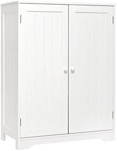 Meerveil Armario Baño, Gabinete de Almacenamiento Pintura MDF con 180° Bisagra 2 Puertas y 3 Estantes 60x30x80cm Utilizado en Baño Cocina Sala de Estar Entrada (1 Ajustable Balda)