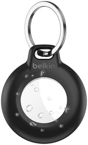 Belkin Waterproof Apple AirTag Secure Holder with Key Ring, Durable Scratch-Resistant AirTag Case, Protective AirTag Keychain Accessory for Keys, Pets, Luggage, Backpacks, and More - Black