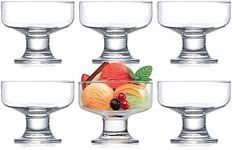 Kingrol 6 Pack Glass Dessert Bowls, 6.5 oz Crystal Glass Bowls for Ice Cream, Fruit, Pudding, Snack, Cereal, Nuts - Premium Glass Serving Dishes, Mini Trifle Bowl