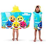 Franco Kids Bath and Beach Super Soft Cotton Hooded Towel Wrap, 24 in x 50 in, Baby Shark