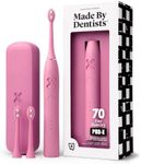 Made by Dentists PRO‑X Sonic Electric Toothbrush for Adults – 70‑Day Battery on One Charge, Dentist‑Designed Whitening Rechargeable Toothbrush, 3 Brush Heads & Travel Case, 3 Modes, Pink