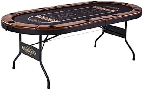 Barrington Charleston 10 Player Folding Poker Table, Oval Card Table, Casino Style Tournament Poker Table with Padded Rails and Cup Holders