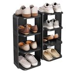 Shoe Racks for Small Spaces, 7 Tiers Stckable Shoe Rack Free Standing Shoes Rack Organizer,Plastic Shoe Stand Narrow Tall Vertical Shelf Cabinet Holder for Entryway Bedroom Closet Door Storage