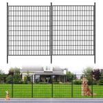 10 Panels Garden Fencing Animal Barrier, 33 in(H) X 24 ft(L) Dog Fence Outdoor for Yard Rustproof No Dig Decorative Tall Garden Fence Metal Wire Panel Border Patio Rabbit Ground Stakes Fencing