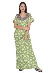 RILO Women's Printed Hosiery Cotton Half Sleeve Nighty Nightgown Maxi with Pocket HS-137-XL Green