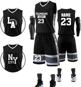 DVGEY Custom Basketball Jerseys Any Name Number Team Logo -Moisture Wicking- Basketball Jerseys for Men Boys Kids Adult in (Black)